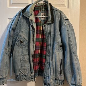 Vintage North Bay Jean Jacket with plaid interior